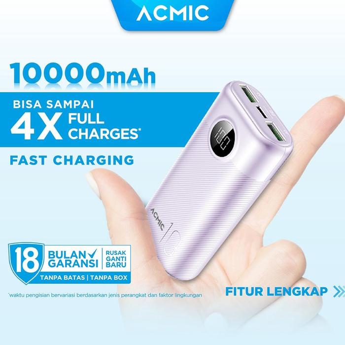 Gambar EG ACMIC DIGIMAX SuperMini Powerbank 10000mAh Type C - F Charging - Lilac PB Only dari Lion Star 188 undefined Tokopedia