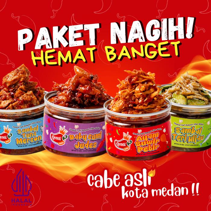 Gambar Sambal Pedas Quinn Kitchen Paket Nagih Isi 4 - 150g - Opsi3 dari Quinn Kitchenz undefined Tokopedia