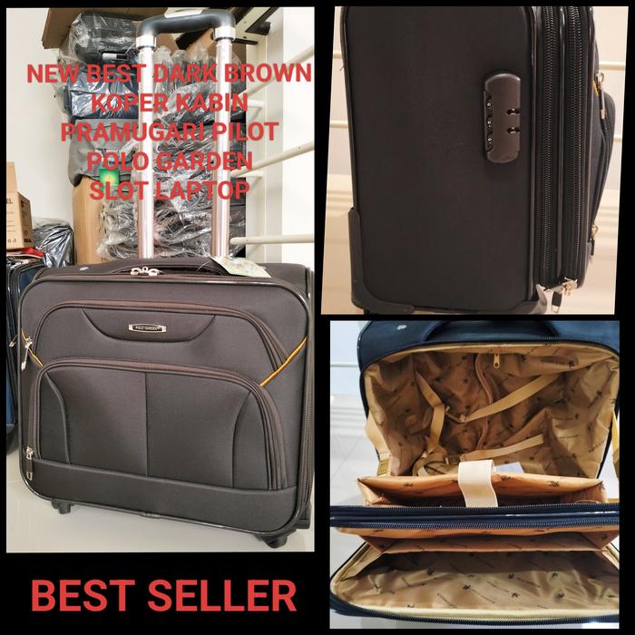Gambar KOPER KABIN KAIN 14 INCHI POLO GARDEN MODEL PRAMUGARI ORIGINAL RODA 4 - BEST DARK BROWN dari sinarbahagiaolshop undefined Tokopedia