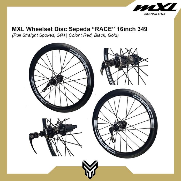 Gambar MXL Wheelset Disc Race 16" 349 Roda Sepeda Set Velg Lengkap Cycling - Black dari MXL Sports Indonesia undefined Tokopedia