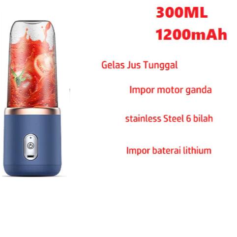 Gambar COD Blender Portable Mini Juicer 6 Mata Pisau Jus Buah Charge - Biru dari lee online undefined Tokopedia