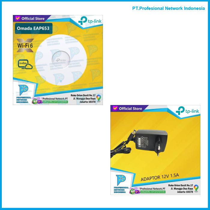 Gambar TP LINK EAP653 AX3000 Ceiling Mount WiFi 6 Access Point EAP 653 - EAP653+Adaptor dari Profesional Network undefined Tokopedia
