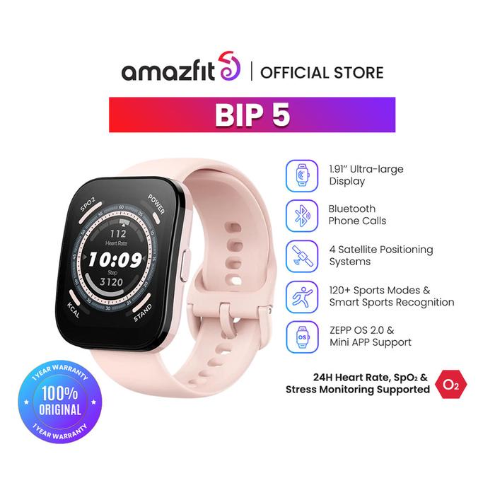 Gambar Amazfit Bip 5 Smartwatch Bluetooth Phone Call GPS SpO2 Garansi Resmi - PINK dari Oriloka Shop undefined Tokopedia