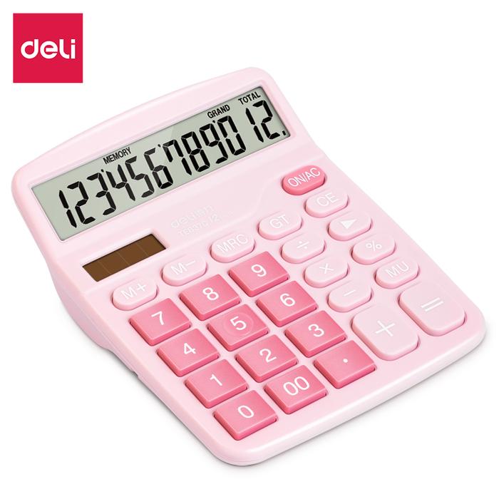 Gambar Deli Desktop Calculator / Kalkulator Meja 12 Digit Dual Power TE837C - Merah Muda dari Deli Office Automative undefined Tokopedia