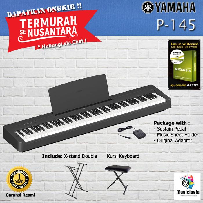 Gambar Yamaha P145 Digital Piano / P 145 / P-145 Original Garansi Resmi - Paket 3 dari Musiclasia undefined Tokopedia