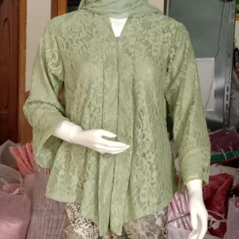 Gambar Atasan Kebaya Modern Brukat Floy Pink - SAGE GREEN, JUMBO dari Pelangi Jaya Kebaya Jakarta undefined Tokopedia