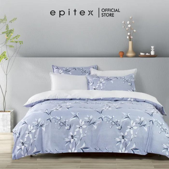 Gambar Epitex Silkysoft Printed 980TC Bedsheet Set Fitted Sheet Set - SP9152, King W/ Quilt dari Kynns undefined Tokopedia