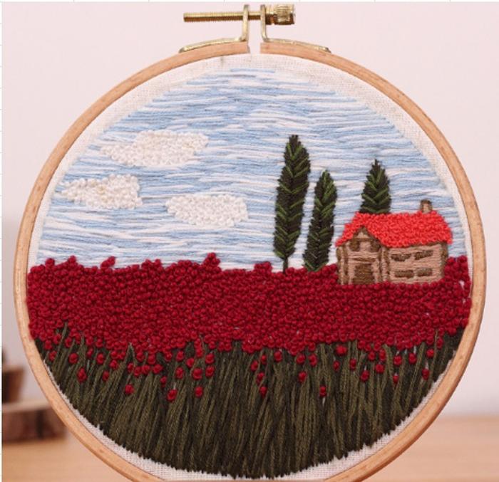 Gambar DIY kit set sulam jahit paket embroidery kit ring sewing hoops kayu - SM021 dari P0SCASE undefined Tokopedia