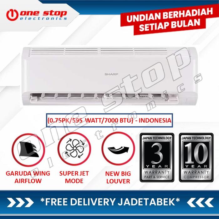 Gambar SHARP AH-A7BEY AC Split Standard R32 0.75PK dari OneStop Electronics undefined Tokopedia