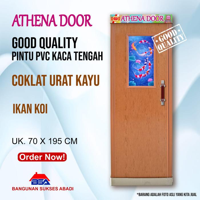 Gambar Pintu PVC Kamar Mandi Coklat Urat Kayu Kaca Bermotif - Ikan Koi dari BANGUNAN SUKSES ABADI undefined Tokopedia