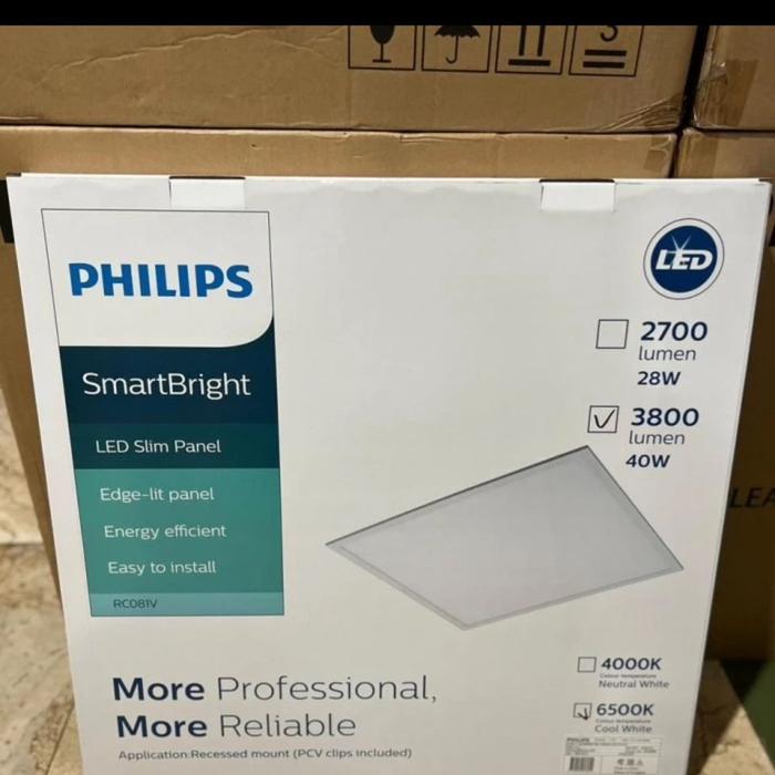 Gambar lampu led plafon philips 60x60 30x120 gypsum panel 28W 40W 30 60 120 - 60x60 28 WATT, NATURAL 4000K dari starlight.electric undefined Tokopedia