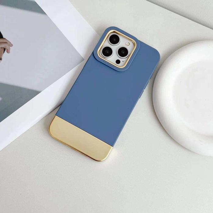 Gambar Case iPhone 13 GOLD PLATING Premium Casing Phone Mini Pro Max Promax - Dusty Blue, iPhone 13Pro dari Should Be Case undefined Tokopedia