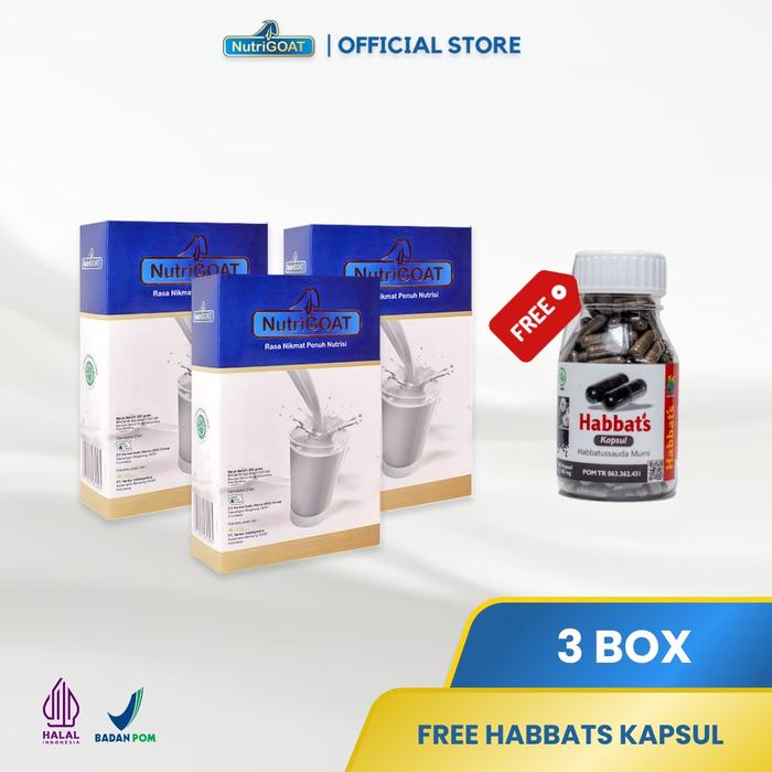 Gambar Paket Nutrigoat Susu Kambing Etawa FREE Habbats Kapsul 100 - 3 Box 200g dari Nutrigoat Official Store undefined Tokopedia