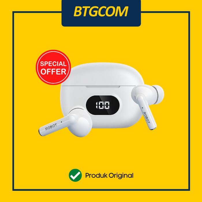 Gambar TWS ROBOT T70 HEADSET BLUETOOTH EARBUDS WIRELESS LED DISPLAY EARPHONE - Putih dari btgcom Kota Denpasar Tokopedia