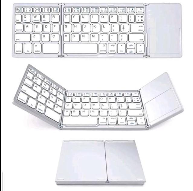 Gambar Foldable Wireless Keyboard & Touchpad Bluetooth Lipat Mac iPad hp ios - Putih dari Acodo.id undefined Tokopedia