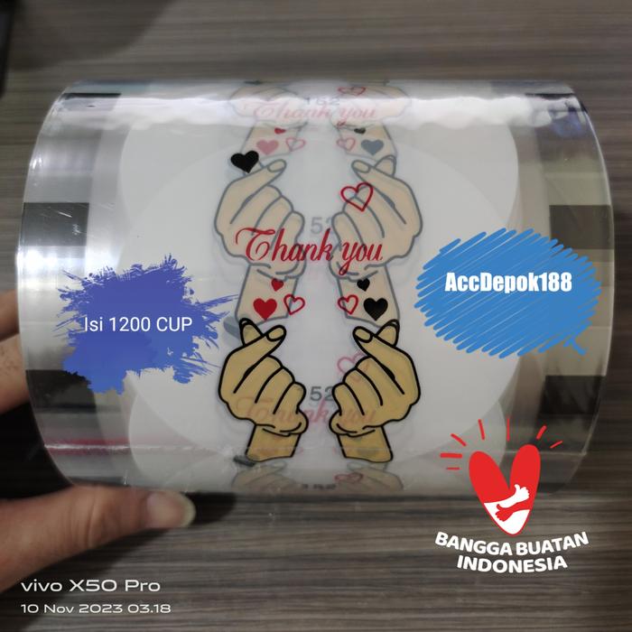 Gambar PLASTIK LID CUP SEALER MOTIF THANKYOU /  2 TANGAN isi 1000 & 1200 CUP - 2 TANGAN, 1000 Cup dari ACC DEPOK undefined Tokopedia