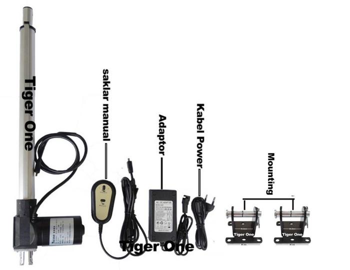 Gambar Aktuator, Actuator 24V Linear Aktuator, Linear Actuator 30cm 6000N - lengkap set dari Tiger One JKT undefined Tokopedia