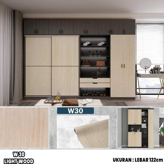 Gambar PVC Interior Film / Decosheet / Pelapis Furniture Meja Kursi Triplex - W30 Light Wood dari cv humalom undefined Tokopedia