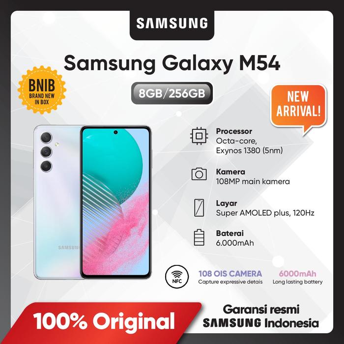 Gambar Samsung Galaxy M54 5G (8/256GB) - Garansi Resmi Sein - Silver dari Samsung Store Mall Taman Anggrek undefined Tokopedia
