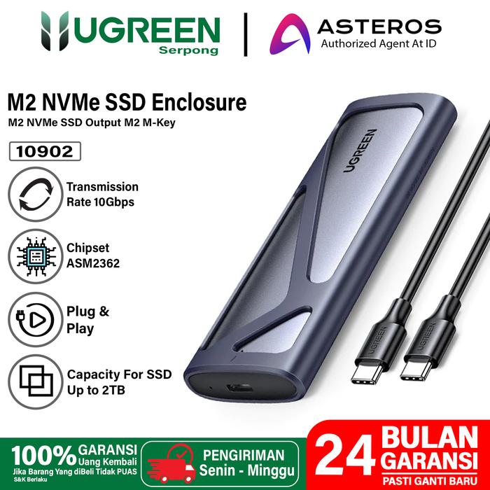 Gambar UGREEN SSD Enclosure NVME M.2 SATA 10GBps Ke USB 3.1 Type C Casing SSD - For M.2 NVMe dari Ugreen Serpong undefined Tokopedia