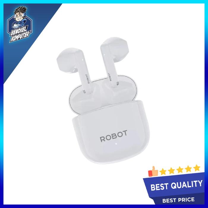 Gambar EARPHONE TWS ROBOT AIRBUDS T60 WHITE dari bengkelkomputerptk undefined Tokopedia