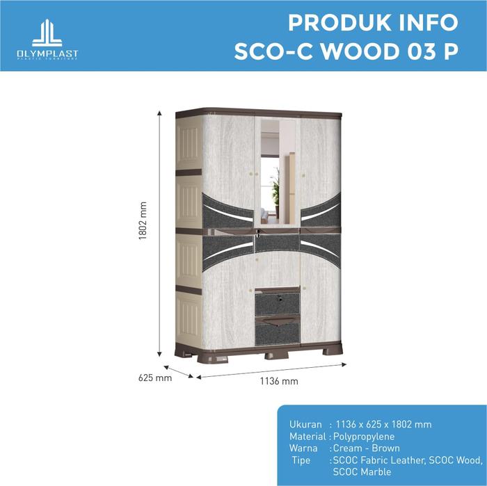 Gambar Lemari Pakaian Plastik SCO C Leather & Fabric Murah Pontianak - Wood 03P dari INOBEL PONTIANAK undefined Tokopedia