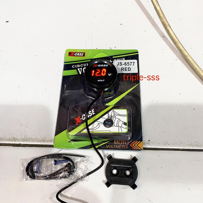 Gambar VOLTMETER PENGUKUR AKI MOTOR 12 VOLT DIGITAL WATERPROOF - Bulat LED Merah dari triple-sss undefined Tokopedia