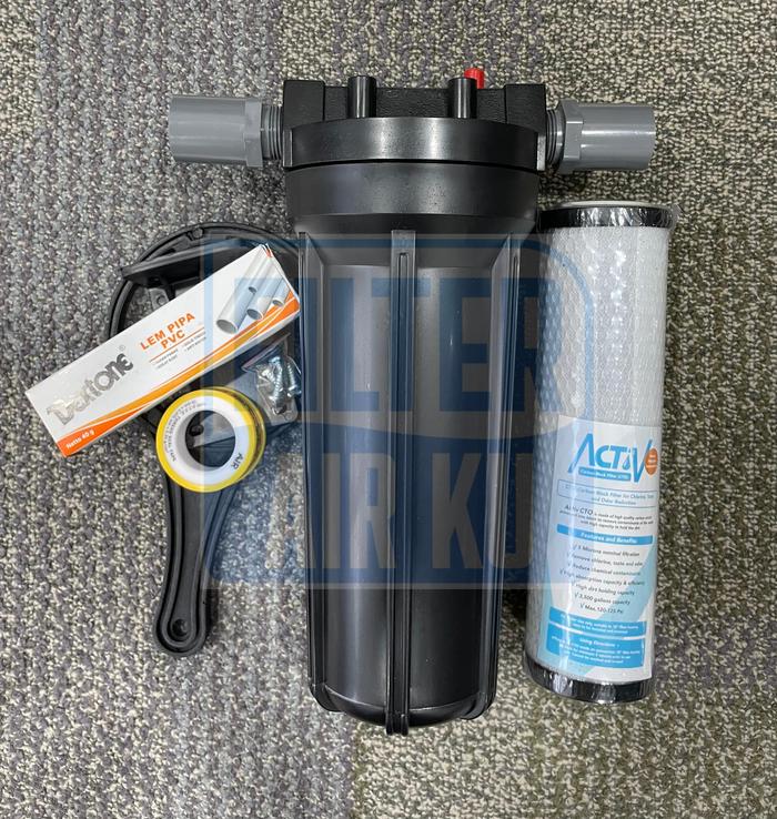 Gambar Paket Filter Air 10" 1 Tahap Housing + CTO / GAC Untuk Menyaring Bau - Black - CTO, Drat 3/4 dari Filterairku Jakarta undefined Tokopedia