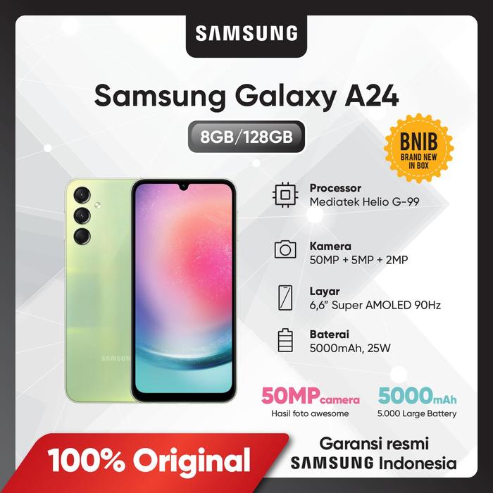Gambar Samsung Galaxy A24 4G ( 8GB / 128GB ) Garansi Resmi SEIN - Silver - Lime dari Samsung Store Mall Lottemart Bintaro undefined Tokopedia