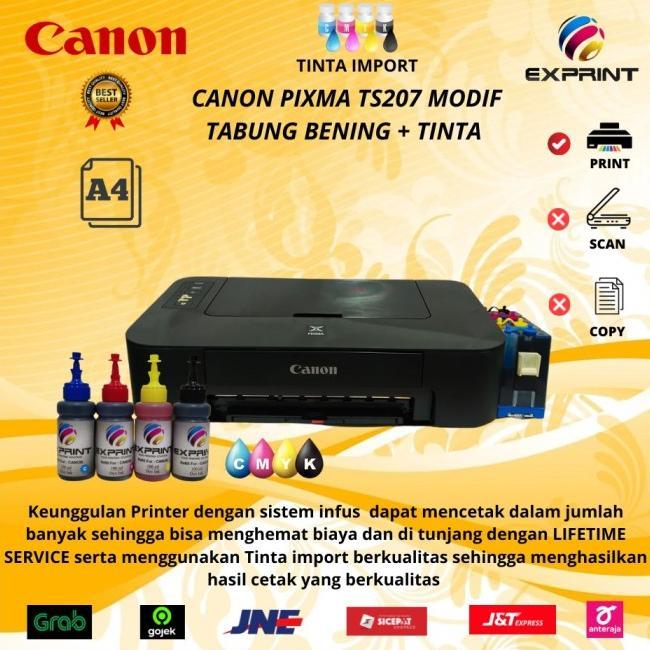 Gambar Printer Canon Pixma TS207 (Print Only) + Infus Tabung Bening - Tinta Standar, Standar dari Hoshi Elektronik undefined Tokopedia