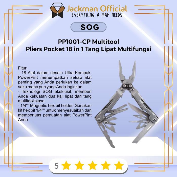 Gambar SOG PP1001-CP PowerPint Multitool Pliers Pocket 18 in 1 Tang Lipat dari SINARMAS-TEKNIK undefined Tokopedia