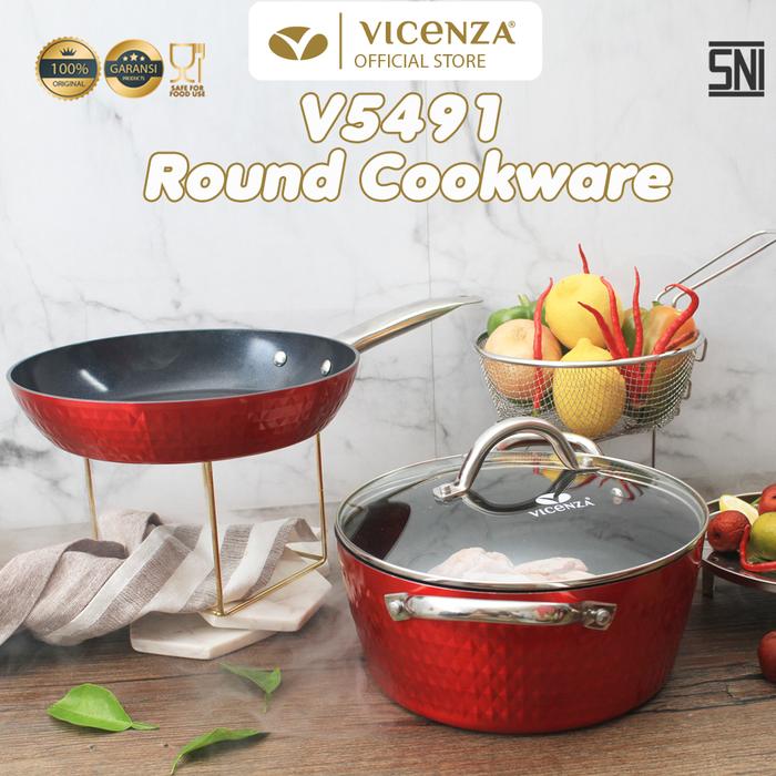 Gambar Vicenza Round Cookware Set Peralatan Masak Bulat V5491 - Merah dari Vicenza Official undefined Tokopedia