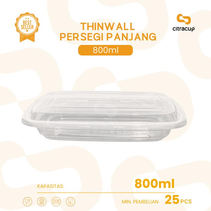 Jual Thinwall Rectangle + Tutup 800ml,1050ml,1250ml,1500ml Persegi ...