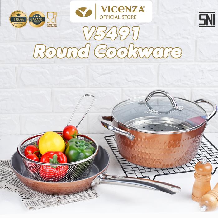 Gambar Vicenza Round Cookware Set Peralatan Masak Bulat V5491 - Cokelat dari Vicenza Official undefined Tokopedia