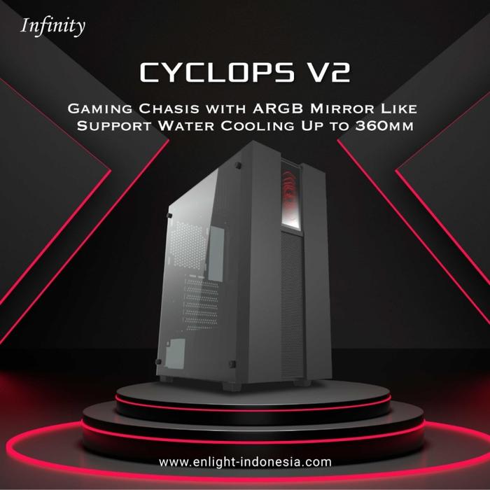 Gambar Casing INFINITY CYCLOPS V2 - ATX, mATX Gaming Case dari Mega Surya Computer_NEW undefined Tokopedia