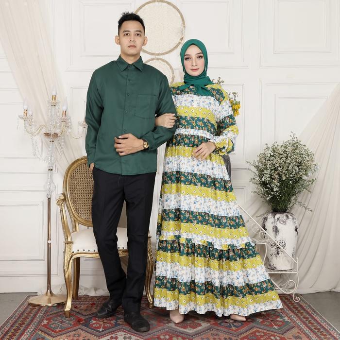 Gambar couple muslim/cp seruni/baju pasangan suami istri - ijo botol dari kero fashion undefined Tokopedia
