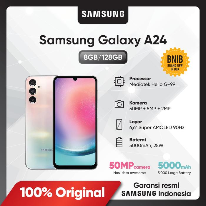 Gambar Samsung Galaxy A24 4G ( 8GB / 128GB ) Garansi Resmi SEIN - Silver - Silver dari Samsung Store Mall Lottemart Bintaro undefined Tokopedia
