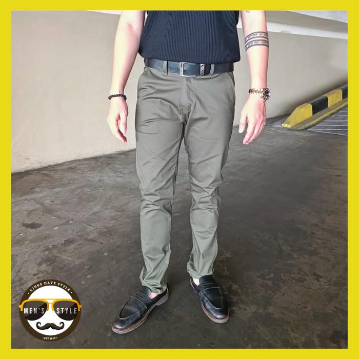 Gambar Menstyle Celana Chino Panjang Pria Slim Fit Stretch Jeans DK-02 - Hijau Army, 28 dari Men's Style Kings undefined Tokopedia
