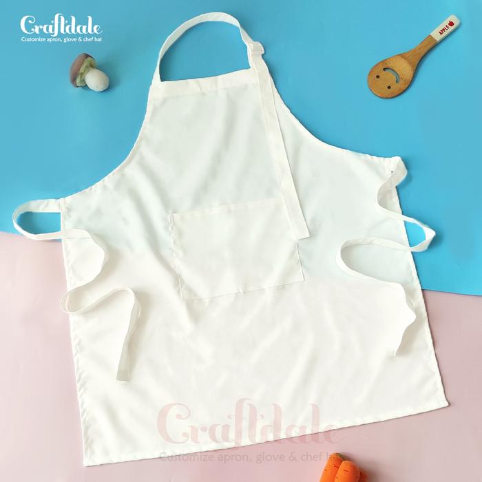Gambar Apron / Celemek Anak + Topi Koki - Broken white, TK (APRON+TOPI) dari Craftdale undefined Tokopedia