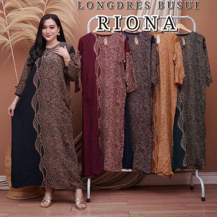 Gambar daster batik lengan panjang long dress baju santai wanita murah grosir - Riona dari Adzkia BatikArt_NEW undefined Tokopedia