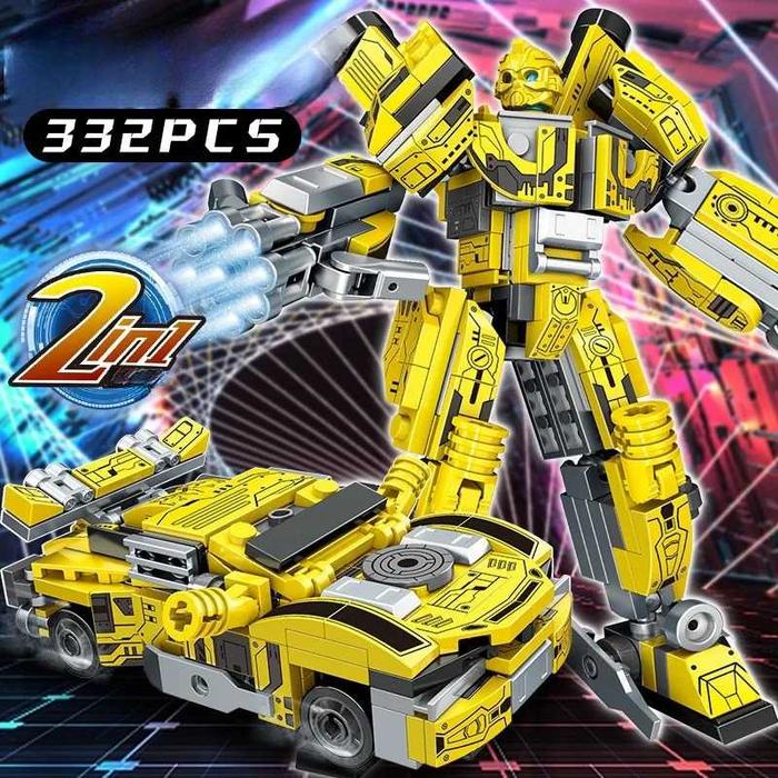 Gambar Mainan Robot Transformers Anak Laki Autobot 2 in 1 Car Lego - Kuning dari Waroeng-DnD undefined Tokopedia