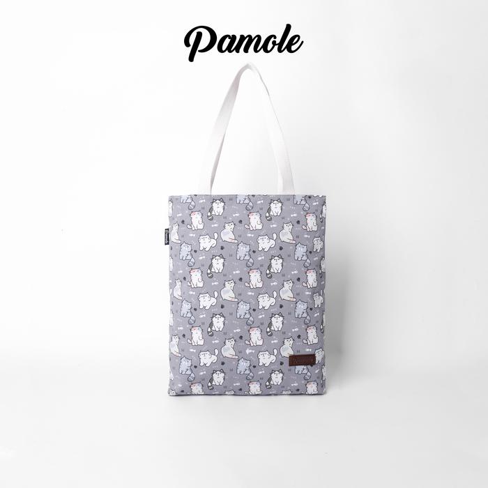 Gambar Pamole Tote Bag Wanita Bahan Kanvas Motif Penutup Resleting - Kucing Abu dari Pamole_NEW undefined Tokopedia