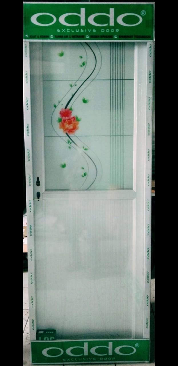 Gambar Pintu kamar mandi Aluminium 1/2 Kaca Uk. Kusen 70 x 200 - Bunga Merah, Putih dari global pintu & Jendela undefined Tokopedia