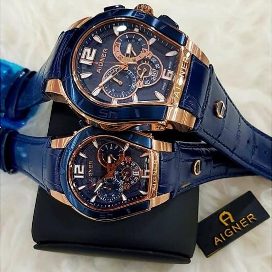 Gambar Jam Tangan Aigner Palermo A58500 Tali Kulit Super Graden AAA - Couple - Biru dari TOKO ANEKA JAMTANGAN undefined Tokopedia