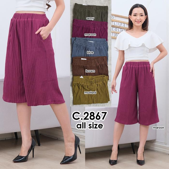 Gambar RED ONE Kulot Pendek Fashion Premium 2867 - Biru, All Size dari Red One Official undefined Tokopedia