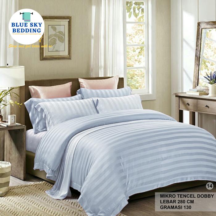 Gambar Bedcover set Salur Mikro Tencel - Abu-abu, 180 dari Blue Sky Bedding undefined Tokopedia