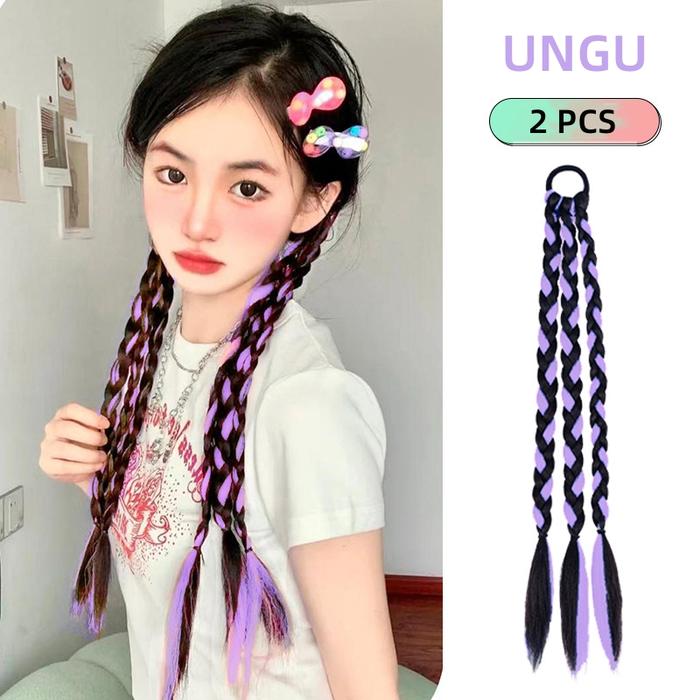 Gambar Wig Ekor Kuda Ganda Wig Wanita Rambut Gimbal Rambut Kepang Rambut Pals - WIG3-UNGU dari FNGEENOfficial undefined Tokopedia