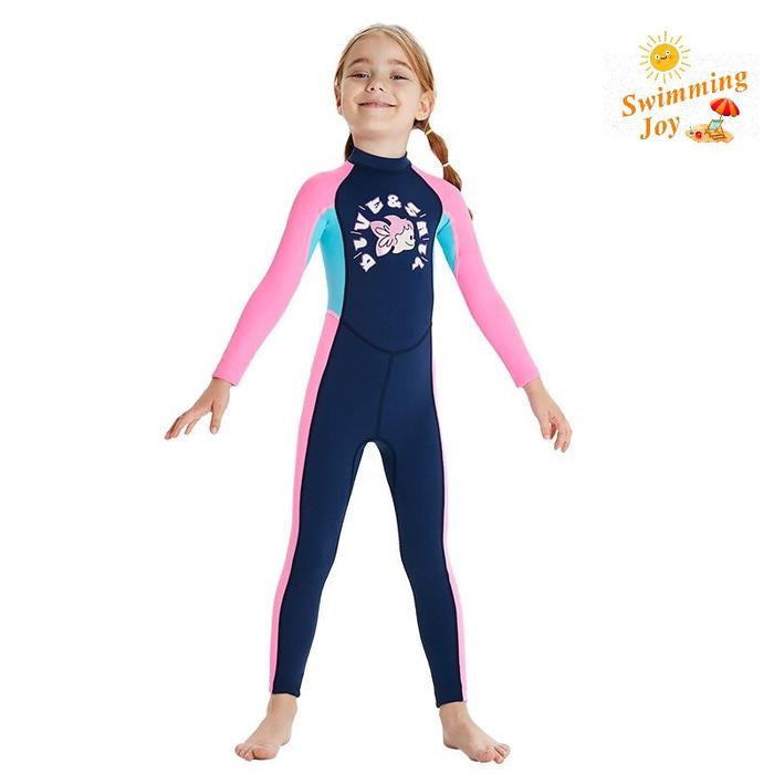 Gambar CTD73- Swimming Joy - Baju Renang Jumpsuit Lengan Panjang UPF 50+ Dive - Blue, Size L dari clarettadyra undefined Tokopedia