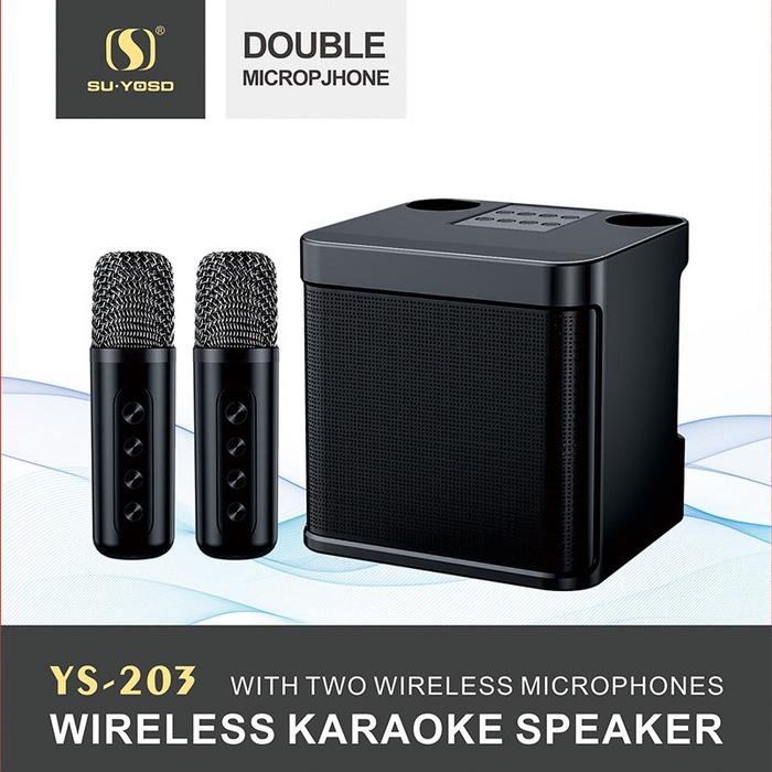 Gambar YS-203 Voice Change Karaoke Speaker Bluetooth 2 mic for Mobile Phone - - Hitam dari Jaya Terus888 undefined Tokopedia