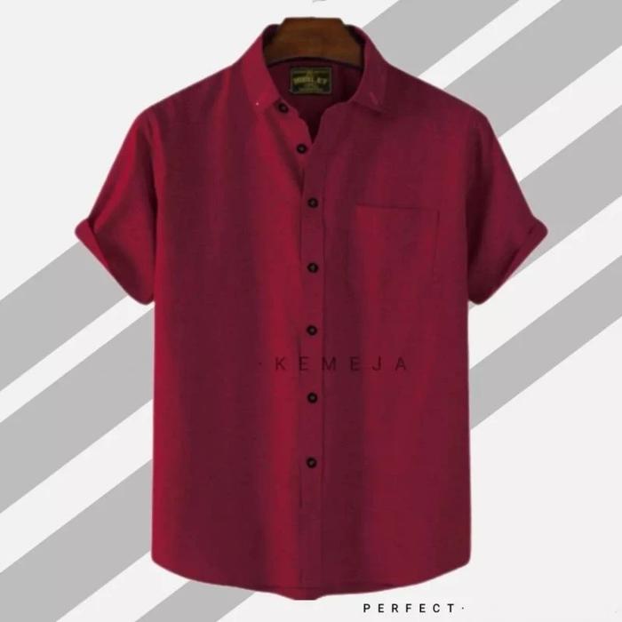 Jual SAM Kemeja Polos Pria Lengan Pendek Kasual Boyi Topman